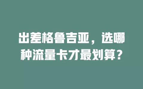 出差格鲁吉亚，选哪种流量卡才最划算？