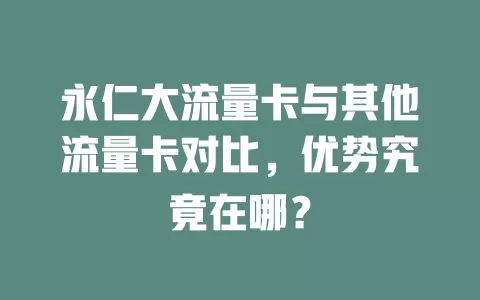 永仁大流量卡与其他流量卡对比，优势究竟在哪？