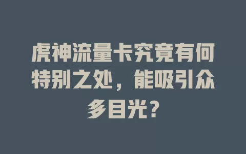 虎神流量卡究竟有何特别之处，能吸引众多目光？