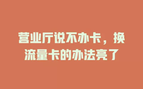 营业厅说不办卡，换流量卡的办法亮了