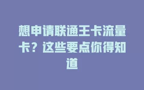 想申请联通王卡流量卡？这些要点你得知道