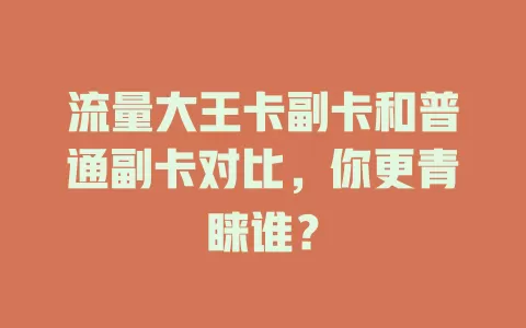 流量大王卡副卡和普通副卡对比，你更青睐谁？