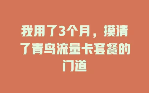 我用了3个月，摸清了青鸟流量卡套餐的门道