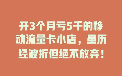 开3个月亏5千的移动流量卡小店，虽历经波折但绝不放弃！