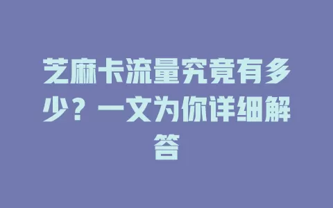 芝麻卡流量究竟有多少？一文为你详细解答
