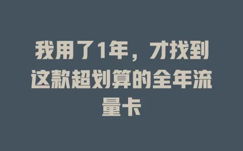 我用了1年，才找到这款超划算的全年流量卡