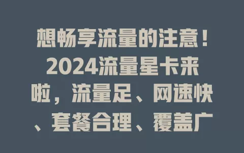 想畅享流量的注意！2024流量星卡来啦，流量足、网速快、套餐合理、覆盖广，是上网好帮手