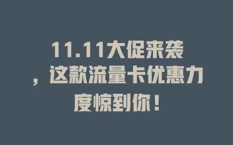 11.11大促来袭，这款流量卡优惠力度惊到你！