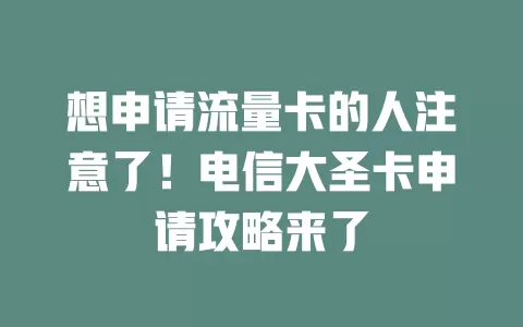 想申请流量卡的人注意了！电信大圣卡申请攻略来了