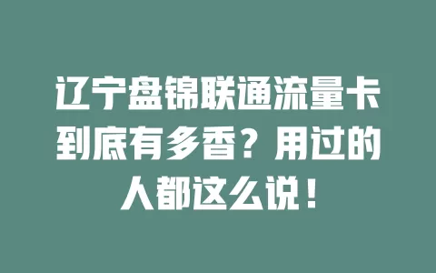 辽宁盘锦联通流量卡到底有多香？用过的人都这么说！