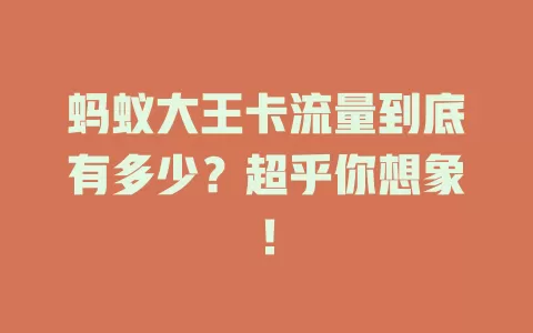 蚂蚁大王卡流量到底有多少？超乎你想象！