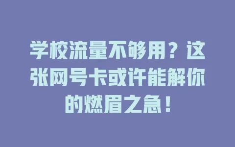 学校流量不够用？这张网号卡或许能解你的燃眉之急！