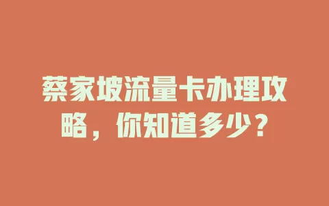 蔡家坡流量卡办理攻略，你知道多少？