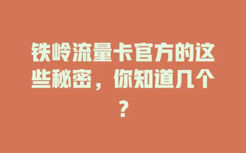 铁岭流量卡官方的这些秘密，你知道几个？