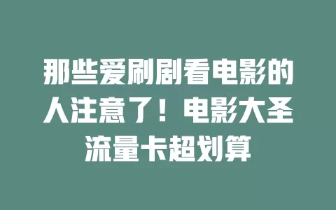 那些爱刷剧看电影的人注意了！电影大圣流量卡超划算