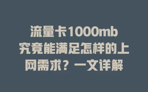 流量卡1000mb究竟能满足怎样的上网需求？一文详解