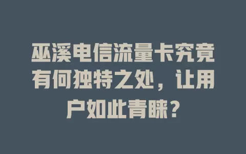 巫溪电信流量卡究竟有何独特之处，让用户如此青睐？