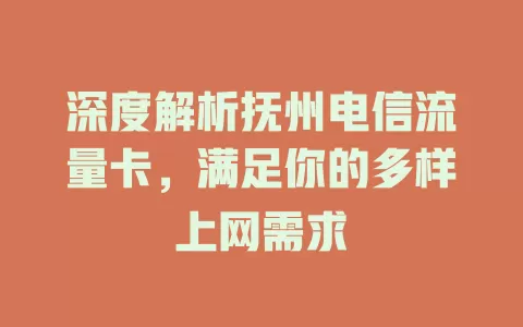 深度解析抚州电信流量卡，满足你的多样上网需求