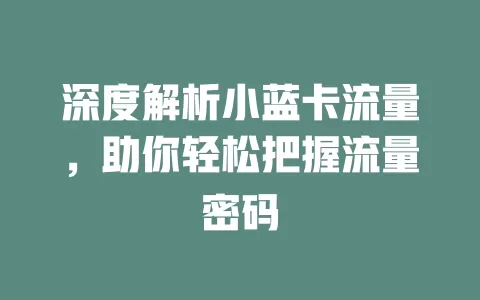 深度解析小蓝卡流量，助你轻松把握流量密码