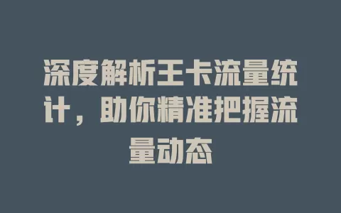 深度解析王卡流量统计，助你精准把握流量动态