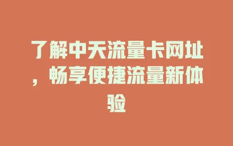 了解中天流量卡网址，畅享便捷流量新体验