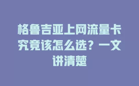 格鲁吉亚上网流量卡究竟该怎么选？一文讲清楚