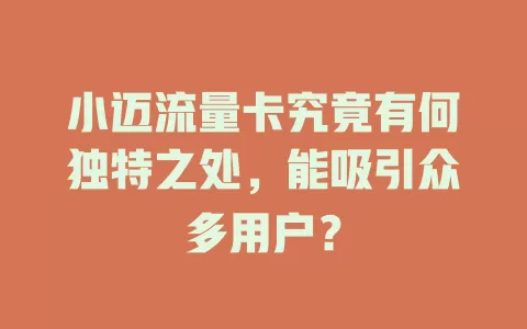 小迈流量卡究竟有何独特之处，能吸引众多用户？