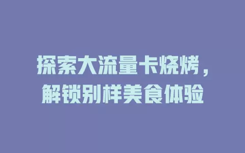 探索大流量卡烧烤，解锁别样美食体验