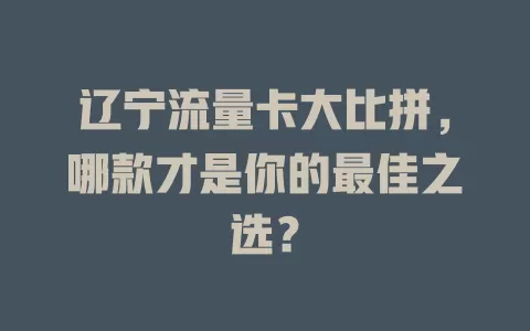 辽宁流量卡大比拼，哪款才是你的最佳之选？