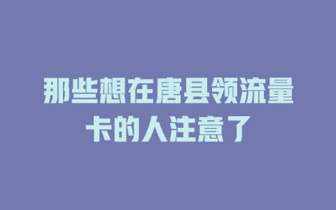 那些想在唐县领流量卡的人注意了