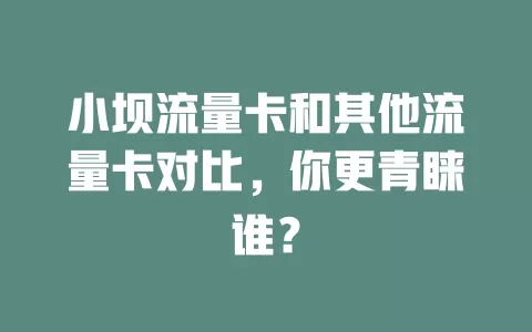小坝流量卡和其他流量卡对比，你更青睐谁？