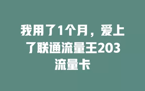 我用了1个月，爱上了联通流量王203流量卡
