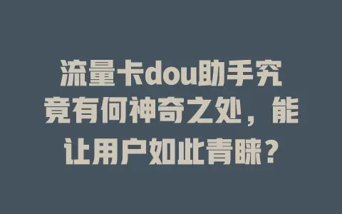 流量卡dou助手究竟有何神奇之处，能让用户如此青睐？