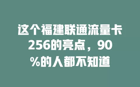 这个福建联通流量卡256的亮点，90%的人都不知道