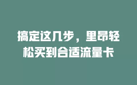 搞定这几步，里昂轻松买到合适流量卡