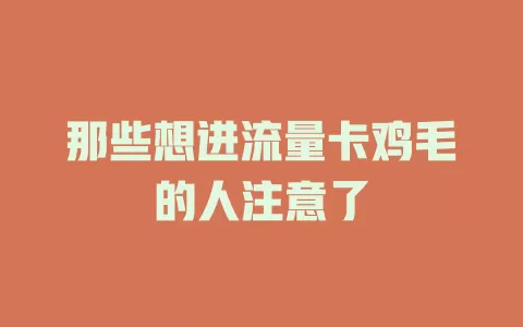 那些想进流量卡鸡毛的人注意了