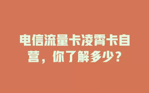 电信流量卡凌霄卡自营，你了解多少？