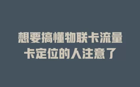 想要搞懂物联卡流量卡定位的人注意了