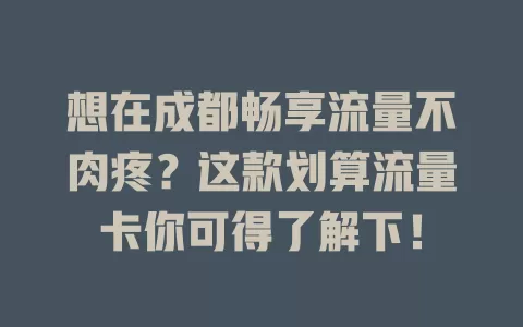 想在成都畅享流量不肉疼？这款划算流量卡你可得了解下！