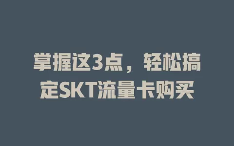 掌握这3点，轻松搞定SKT流量卡购买