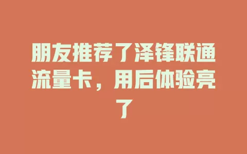 朋友推荐了泽锋联通流量卡，用后体验亮了