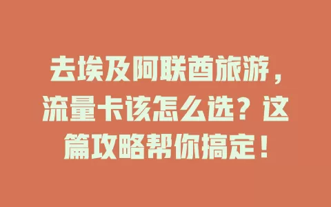 去埃及阿联酋旅游，流量卡该怎么选？这篇攻略帮你搞定！