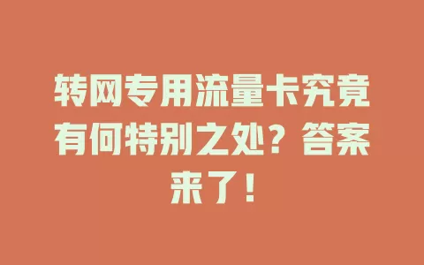 转网专用流量卡究竟有何特别之处？答案来了！