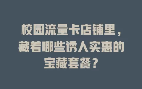 校园流量卡店铺里，藏着哪些诱人实惠的宝藏套餐？