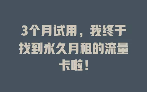 3个月试用，我终于找到永久月租的流量卡啦！