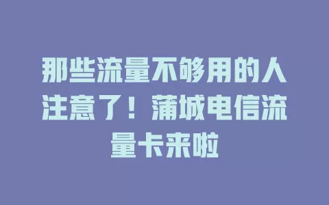 那些流量不够用的人注意了！蒲城电信流量卡来啦