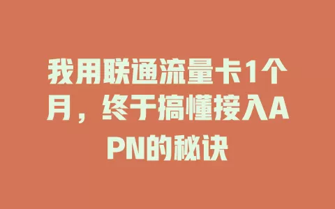 我用联通流量卡1个月，终于搞懂接入APN的秘诀
