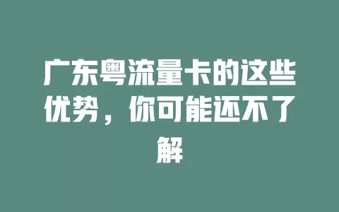 广东粤流量卡的这些优势，你可能还不了解