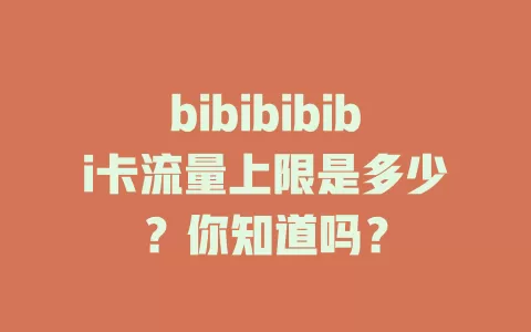 bibibibibi卡流量上限是多少？你知道吗？