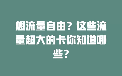想流量自由？这些流量超大的卡你知道哪些？